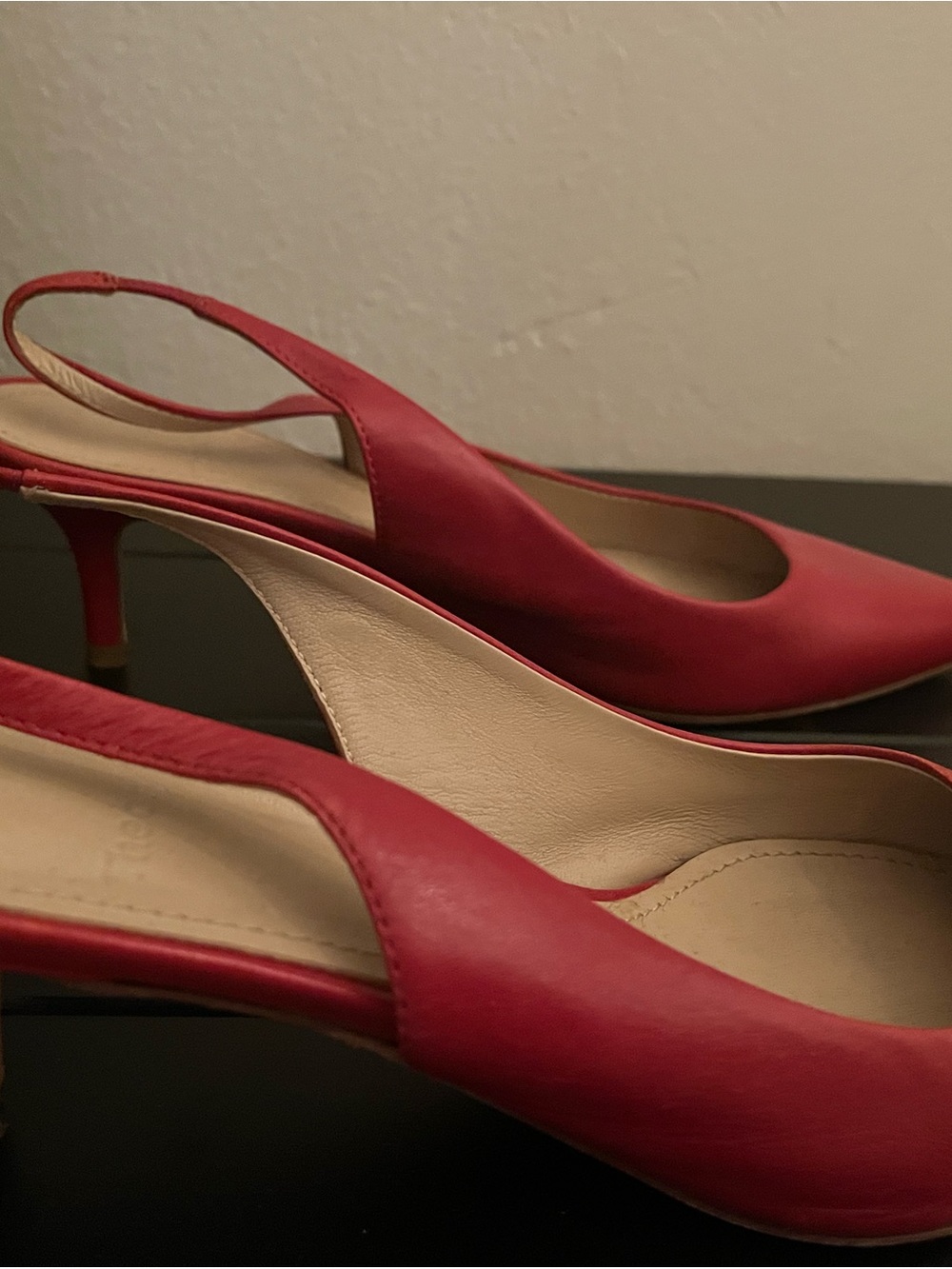 Theory - Red Leather Slingback City Kitten Heels - size 36 - Picture 3 of 6